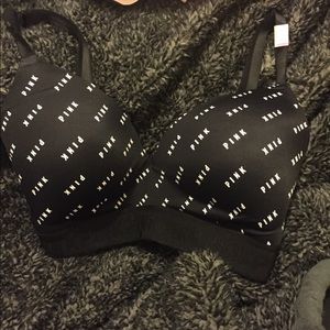 32DD wireless black bra Victoria secret pink bra